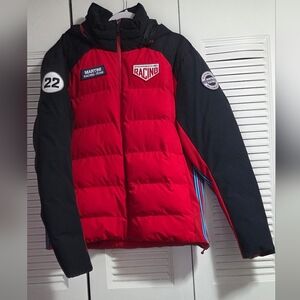 Porsche Martini Racing Red and Black Men's Puffer Jacket Size L